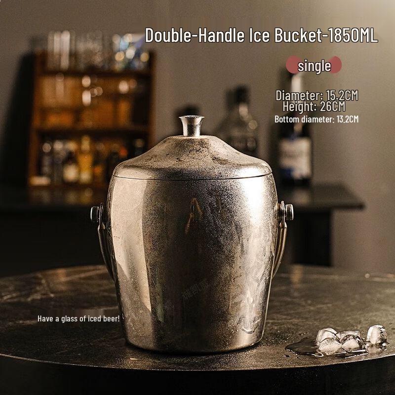 Premium Double-Layer Stainless Steel Insulated Ice Bucket with Lid
