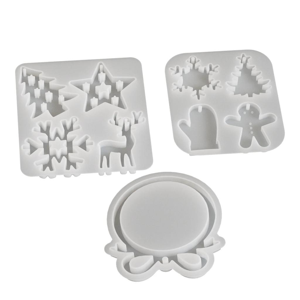 DIY Silicone Mould Crystal Epoxy Easy-Clean High-Temp Christmas Tree Elk Snowflake Pendant  Decor Christmas Decor Epoxy Moulds