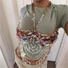Fashion Layer Acrylic Stone Body Chain Bra Top Adjustable Closure Designs for Women's Beachwear and Dance Event