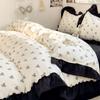 INS French Style Bedding Sets Ruffle Ink Wash Flower Romantic Bed Sheet Sets Woman Girls Bedroom Duvet Cover Set 4pcs
