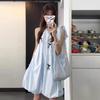 Petite Light Blue Sleeveless Puffy Dress - Women's Summer 2025 Collection