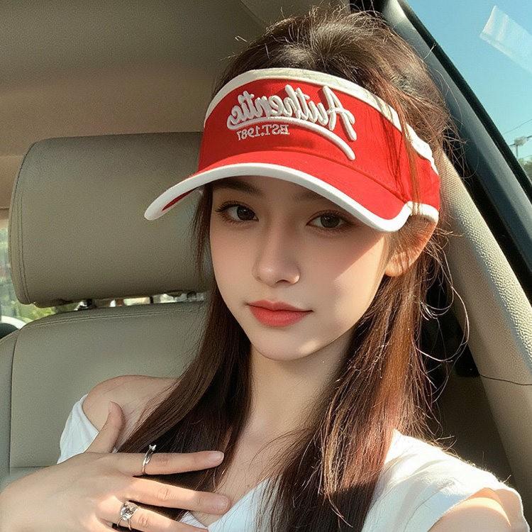 Letter Embroidered Outdoor Sports Sun Protection Hat for Women, Summer UV Protection Open-Top Duckbill Cap Sun Hat