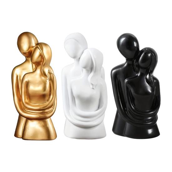 Abstract Hugging Couple Statue Modern Nordic Couple Figurine Sculpture Living Room Bedroom Office Decoration Ornament Anniversary Valentine’s Day Gift