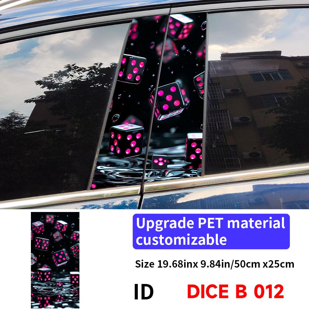Dice Skull Car Sticker Auto B Pillar Waterproof Sunscreen Center Column Decor Cover Scratches Car Doors Pillar Decal Accessories