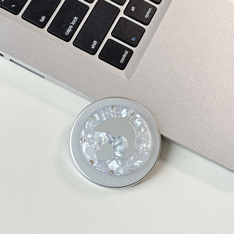 Dolphin Heart Mirror Phone Holder with Magnetic Suction, Compatible with MagSafe - Ideal for Desktop and Hands-Free Use, Japanese & Korean Style