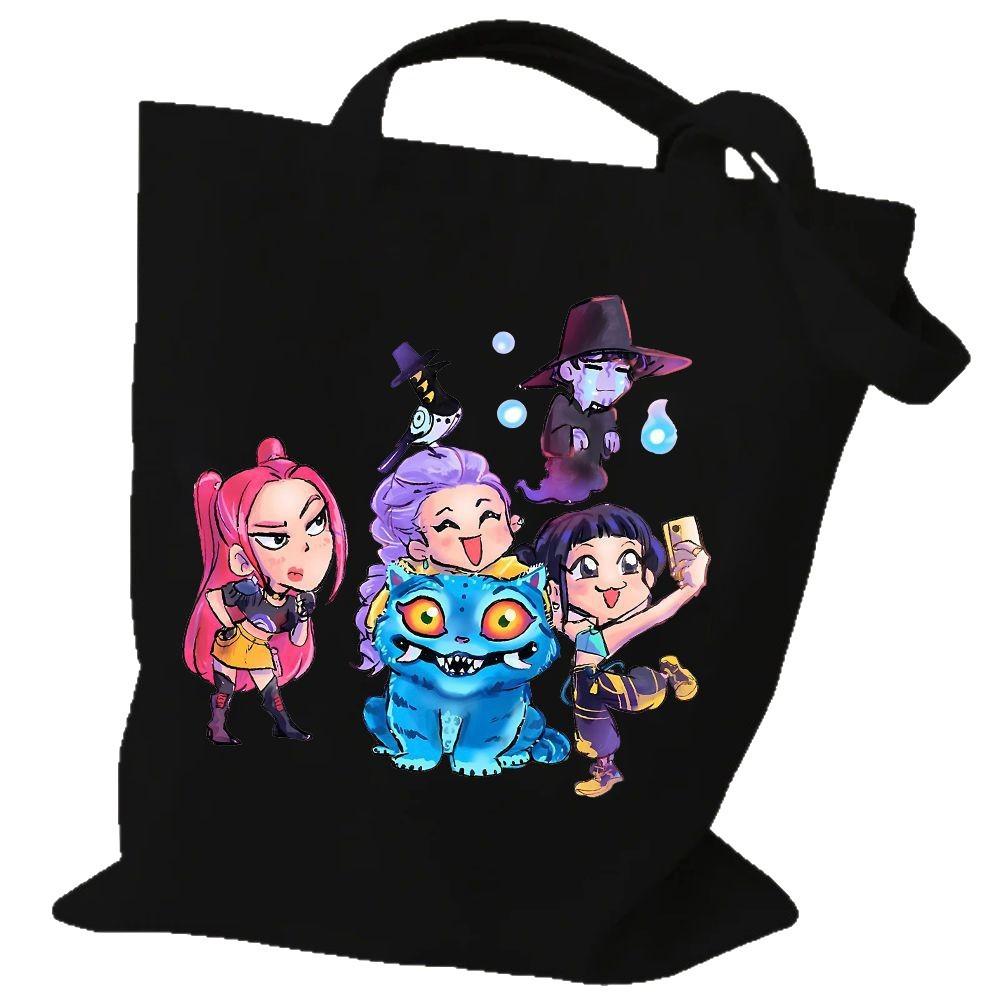 Kpop Witch Hunter Group Printed Canvas Bag Women's Handheld One-shoulder Fashion Student Canvas Bag Daily Shopping Bag