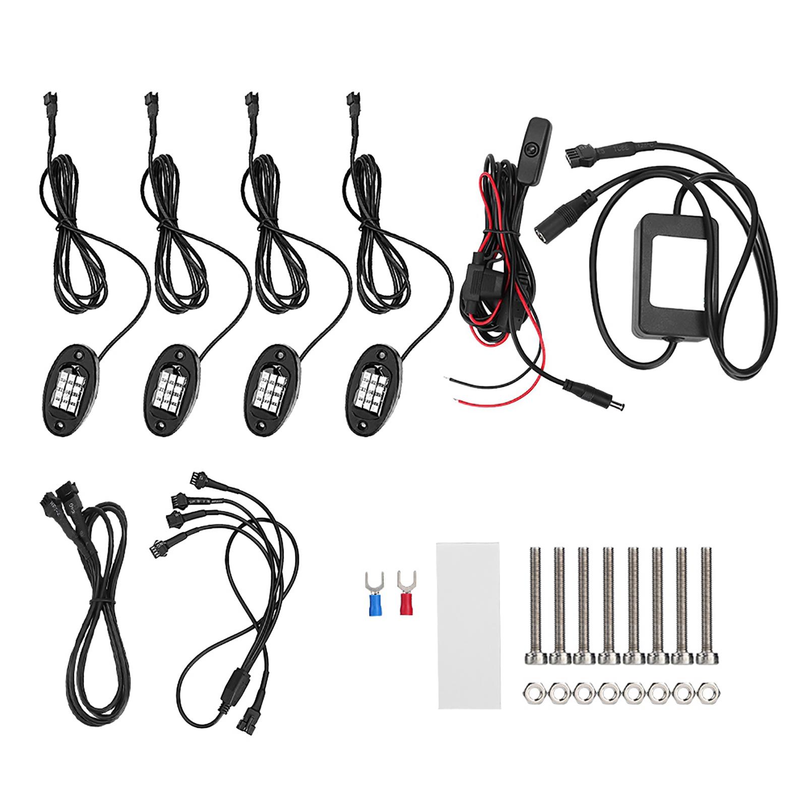 

4pcs RGB LED Flashing Multiple Color Rock Light Underbody Glow Light Bluetooth Wireless