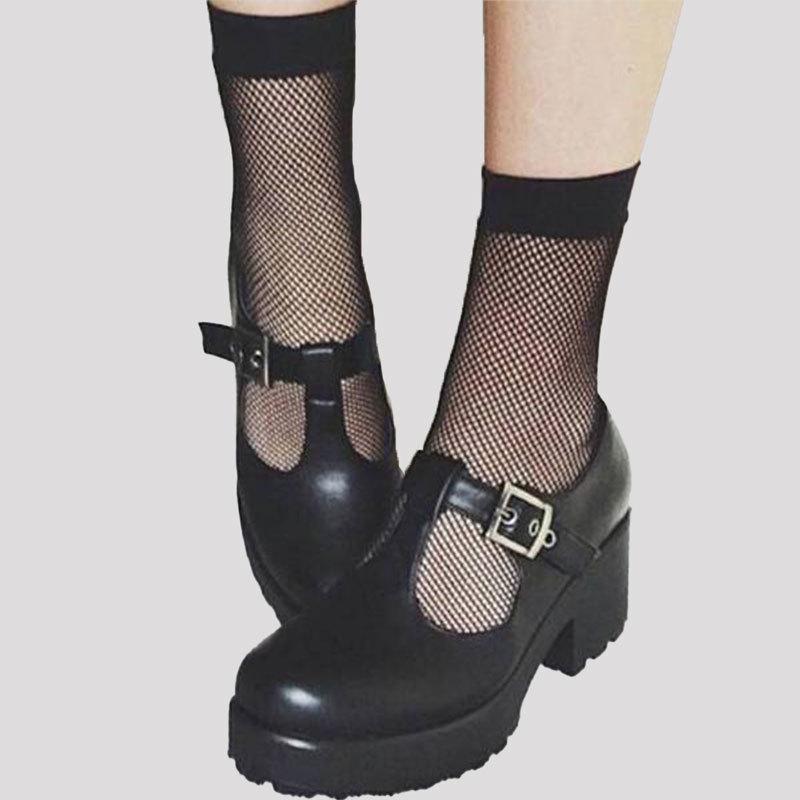 Chaussettes d'été en dentelle résille Perle Noire - Respirantes, Invisibles Grandes Tailles