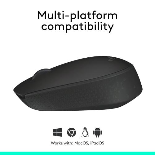Logitech M170 2.4GHz Wireless 3 Button Optical Scroll Mouse with Nano USB Receiver (Black)
