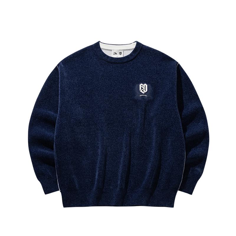 Anta Fan Zhendong Series Round Neck Casual Pullover Letter Long Sleeve Knit Sweater Unisex sweater 172628703R-3 L