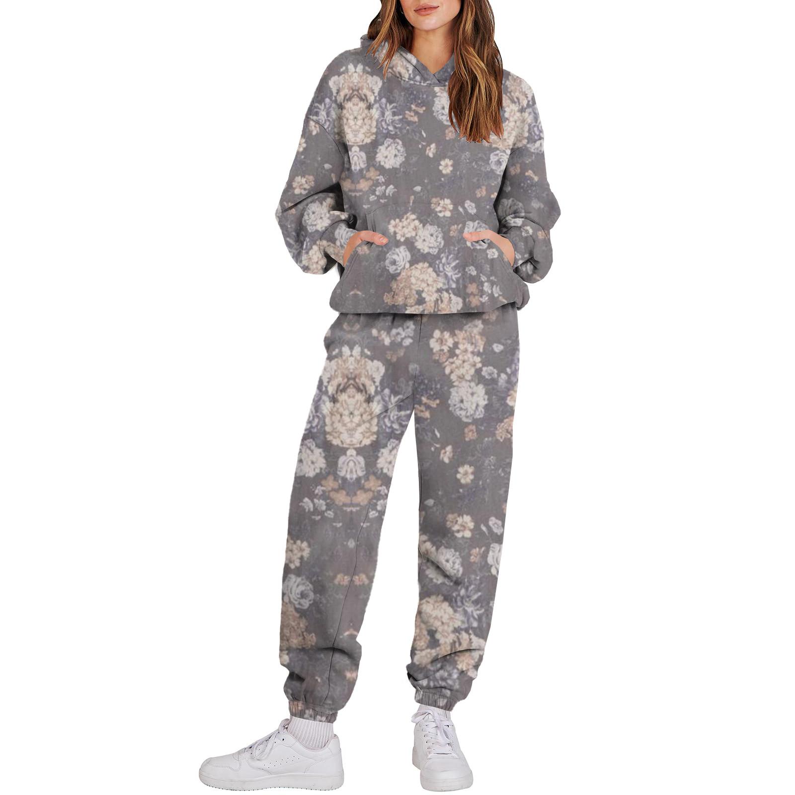 

Женский спортивный костюм с капюшоном, унисекс, двухсекционная одежда для бега, пуловер с длинными рукавами, толстовка с капюшоном + комплект спортивных штанов M