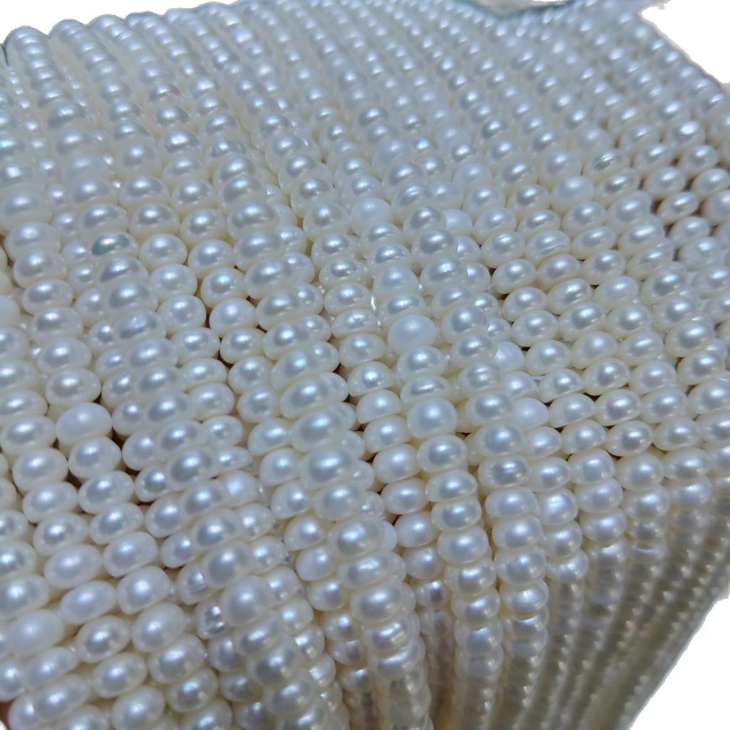 Nucleated Freshwater Pearl Necklace, 4-5mm Slightly Flawed Bread Pearls for DIY Multi-Strand Jewelry
