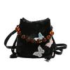 2025 New Chinese Style Butterfly Shoulder Bag Fashion Splicing Beaded Handbag Women's Versatile Messenger Bucket Bag