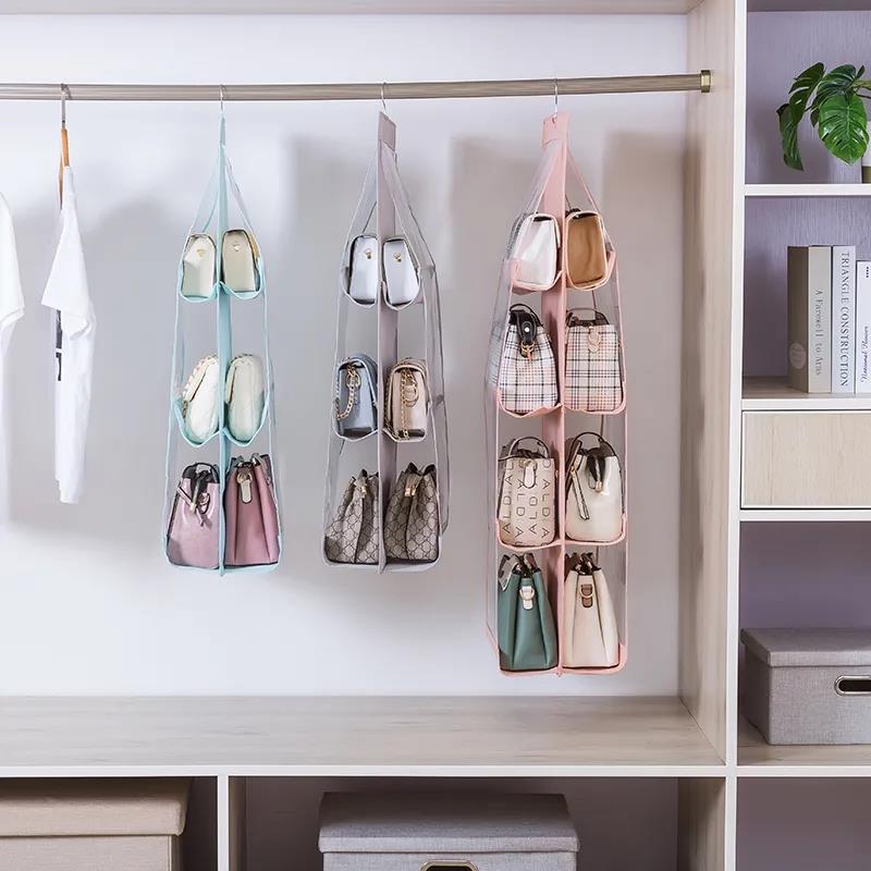 Multi-layer Bag Storage Bag Waterproof Bag Wardrobe Hanging Leather Bag Finishing Bag Female Bag Storage Bag Wardrobe Handbag Purse Hanging Bag