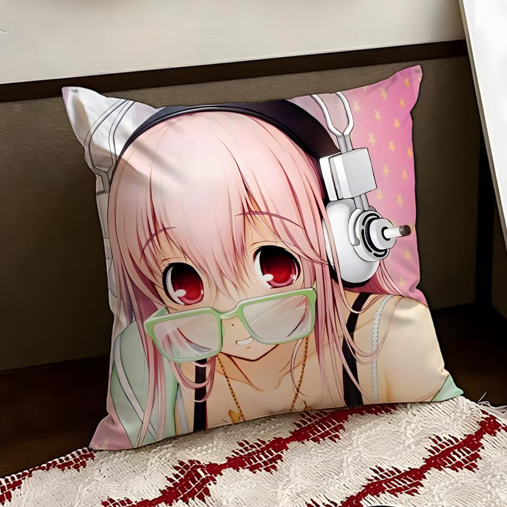 SSUPER Anime SSONICO Cushion Cover Reversible Soft Durable Pillow Cover Home Car MultiScene Use for Daily Comfort