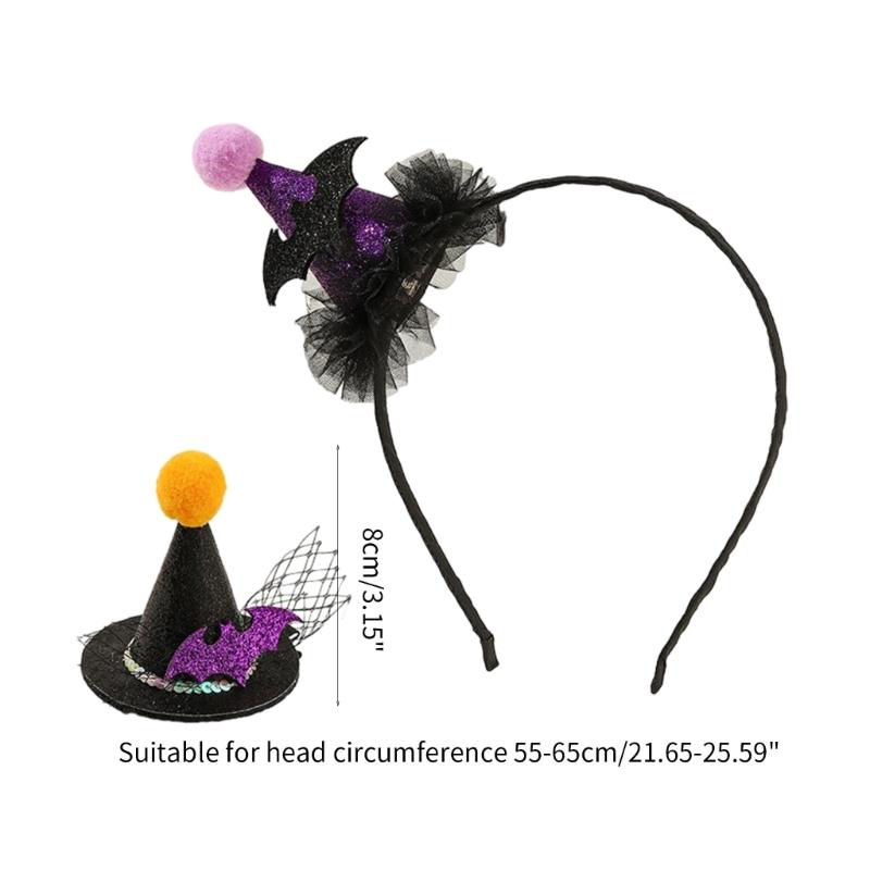 Cute Headband+ Hair Clip for Girls Witch Hat Shape Festival Hair Supplies