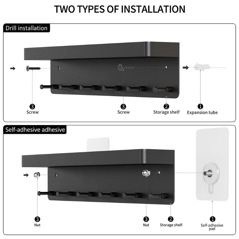 

Multifunctional Storage Tray Metal Shampoo Holder Kitchen Shelves for Key Holder Dropshipping чёрный