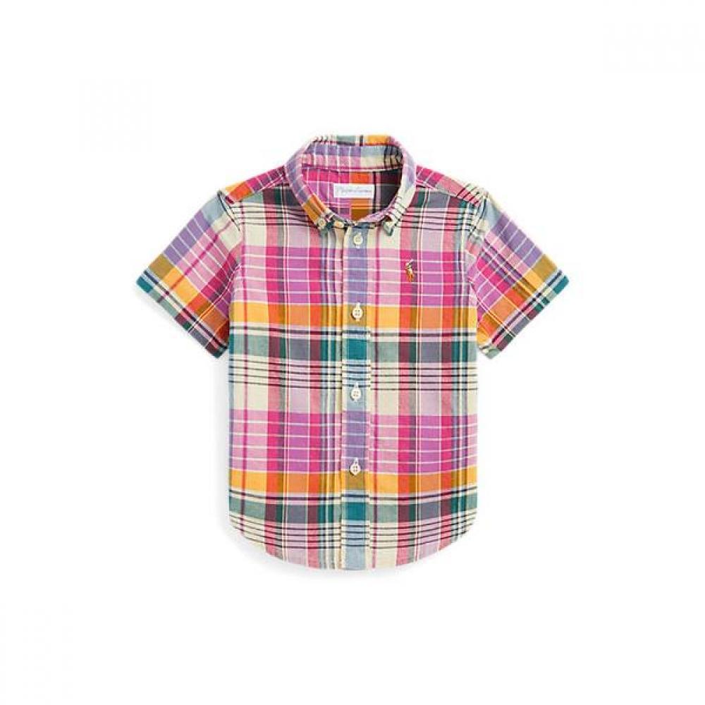 

Ralph Lauren Baby Boy Indigo Cotton Madras Short Sleeve Shirt Cwpowovi6820107999 24M