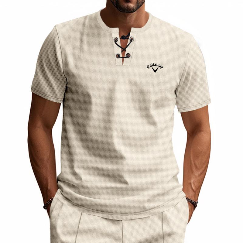 

Callaway Embroidered New Summer Men s Loose Waffle Golf Breathable Simple Light Luxury Casual Personalized Short Sleeve XXXL