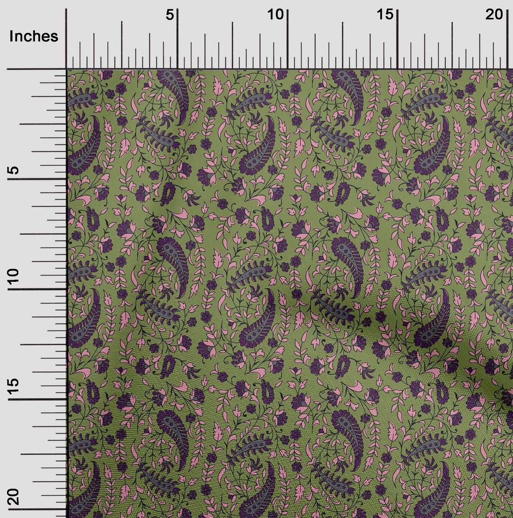 oneOone Cotton Flex Fabric Leaves|Floral & Paisley Block Print Fabric By The Yard 40 Inch