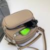 Women Mini Round Leather Handbag Multi Zipper Pockets Top Handle Crossbody Bag Adjustable Strap for Daily Use Ladies' Holiday Gifts