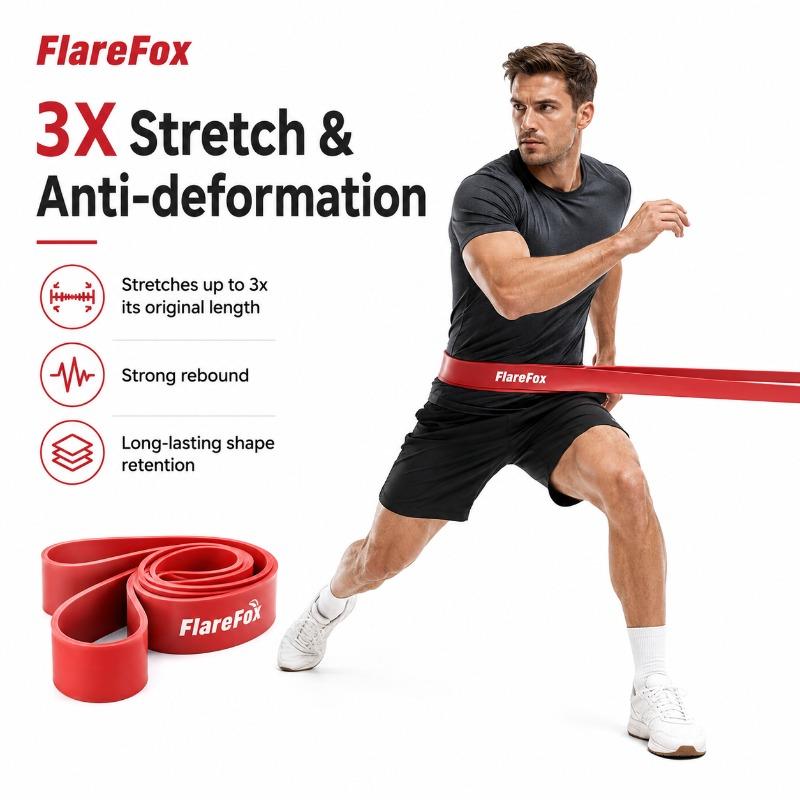 FlareFox Multiple Resistance Bands Set Pull-up Assist Straps Strength Agility Training Handy Gym Equipment for Home CrossFit 3