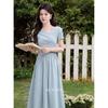 Lu Xiangnan Elegant Light Blue French Summer Dress
