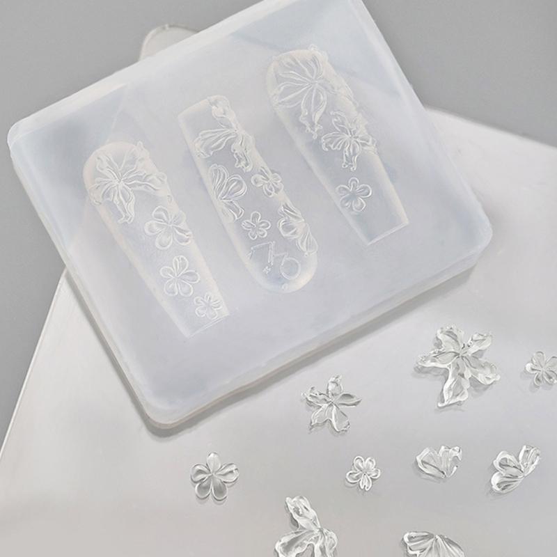 Professional 3D Nail Embossing Mold Reusable Silicone Template For Salon Home Manicure Nail Art Manicure Accessories