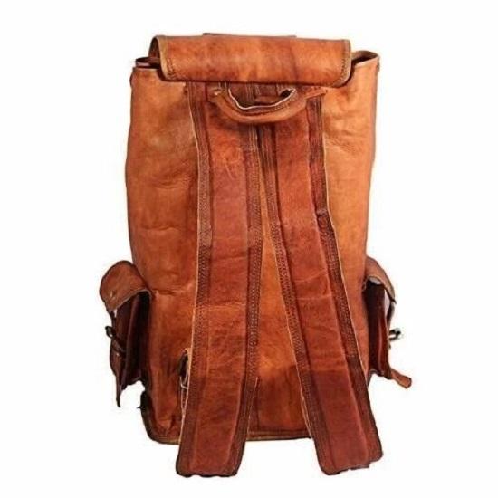Leather Goat Backpack Bag Laptop Rucksack Vintage Travel Genuine Brown Men's