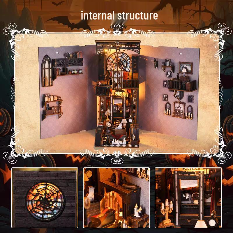 Addams Family DIY Cabin Building Blocks: Handmade Assembly Bookend Model for Halloween