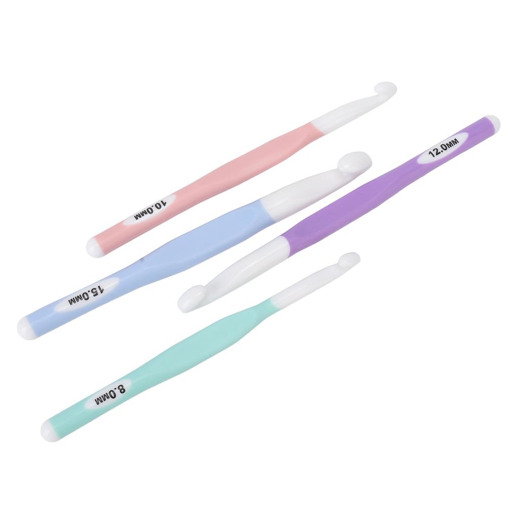 4 ks Háčků na háčkování Ergonomický design Průhledná stupnice Plastová sada háčků na háčkování pro pletení Koberců