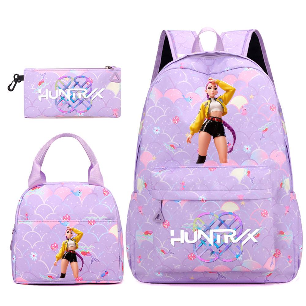 3Pcs/set Cartoon Kpop Printed Backpack Handbag Pencil Case for Teenger Student Girl Boy Schoolbag Bookbag Large Capacity Travel Bag Kid Gift
