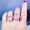 Klasický Dream Diamond Růžový Přírodní Chalcedon Růžový Oválný Prsten Otevírací Nastavitelný Růžové Zlato Šlechetný Luxusní Dámský Šperk
