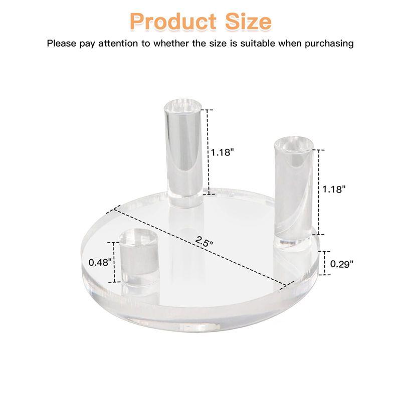 Feb.4 Packs Rock Display Stand Three-Peg Square Acrylic Display Stands Acrylic Rock Holder For Rocks, Minerals Slab, Crystal 1.9