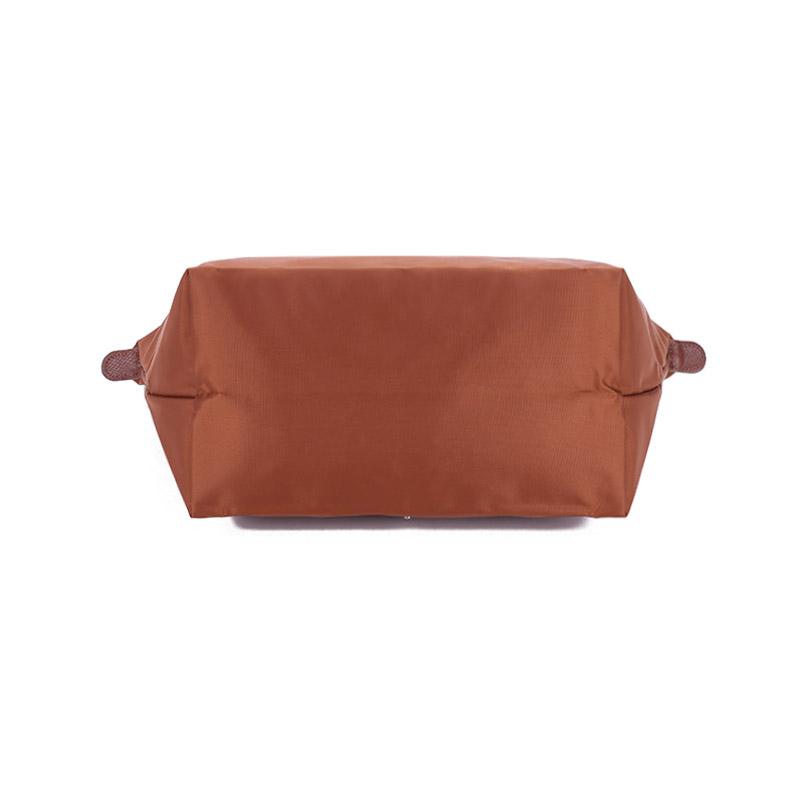 Longchamp Le Pliage Green 28 Button Zipper Closure Long Handle Leather Trim Dumpling Tote Handbag Women Handbags Brown 2605919504