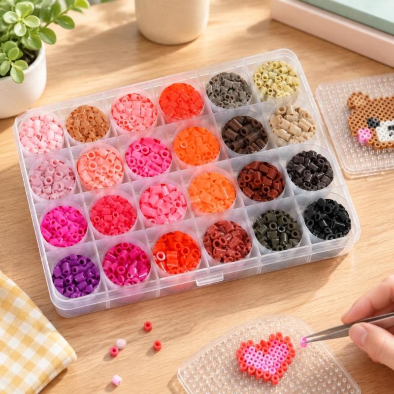 Plastic Melting Craft Pellets 24 Color 2.6mm Fuse Beadsfor Building Picture Art From References or Maker-Devised Arrangements