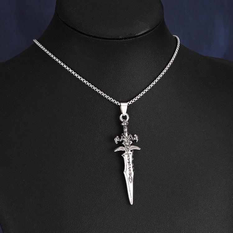 Titanium Steel Broadsword Necklace: Men's Hip-Hop Sword Pendant Jewelry, New Release.