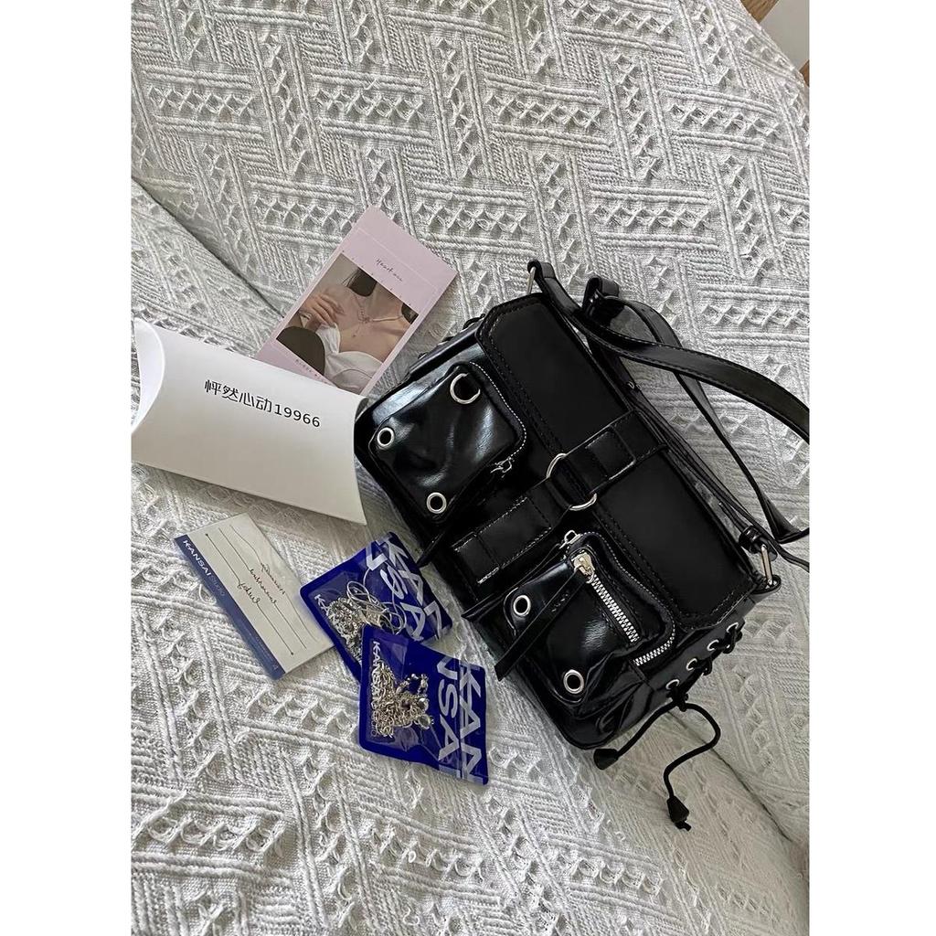 Y2K Korean Women Harajuku Vintage Gothic Black Hand Bag Aesthetic Elegant Punk Wallet Purse Handbags Shoulder Trend Tote Bags