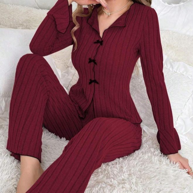 Women's Autumn/Winter Two-Piece Pajama Set - Warm, Stylish, Indoor/Outdoor Loungewear