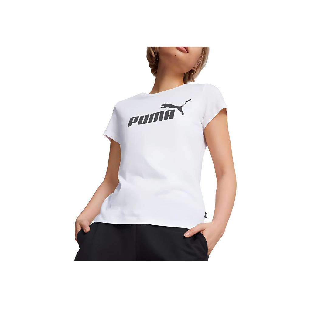 Puma Essentials Logo Casual Round Neck Short Sleeve T-Shirt Women Tops White 586774-02