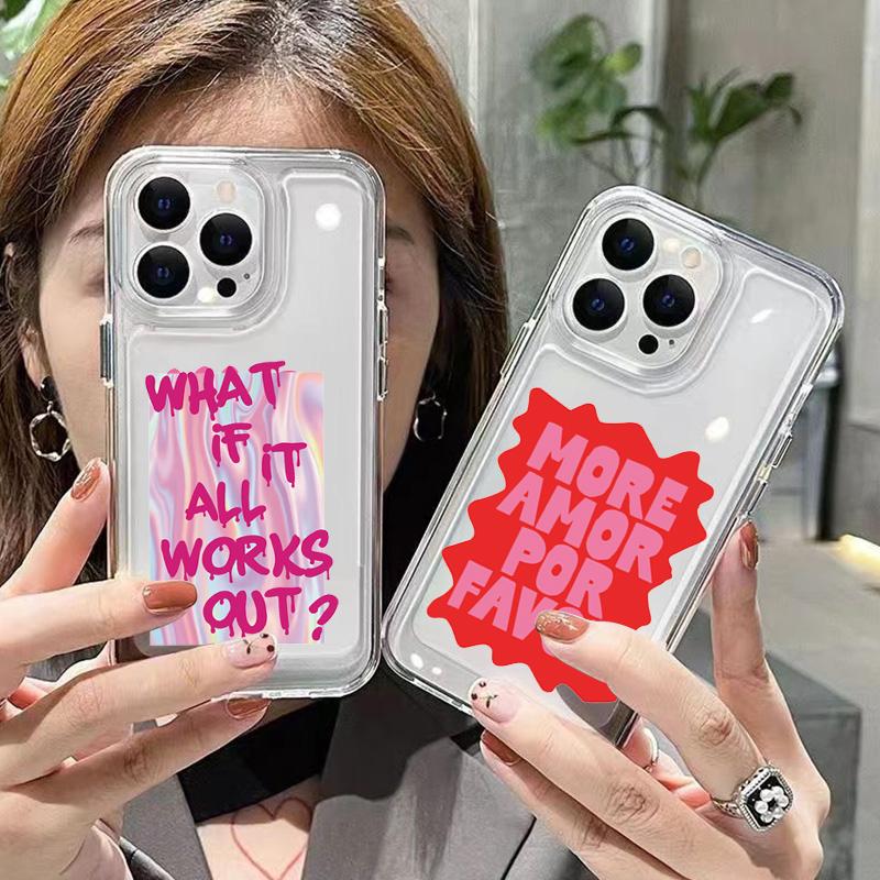 Colorful Maximalist More Amor Por Favor Phone Case For iPhone 17 16 15 Pro Max 14 13 12 11 7 8 Plus 17Air Transparent Soft Cover