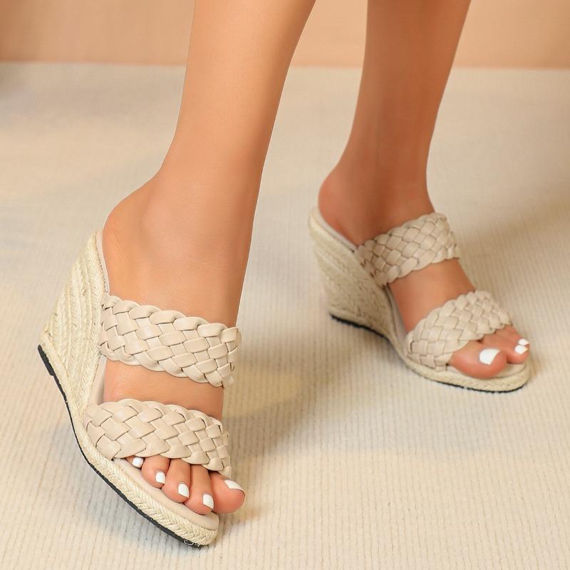 Eilyken/летние соломенные шлепанцы из однотонной ткани — фото 11