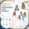Handmålade Skulpturer Av Sjuksköterskor Som Håller Lampor, Ljus Och Hjärta Som Tacksamhetssjuksköterskedagen Souvenirer