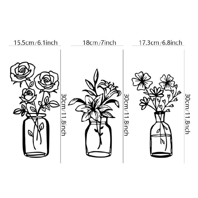 Metal Flower Vase Wall Decorations, Metal Flower Vase Wall Arts Sign Metal Decorations