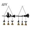 Outdoor Wind Chime Halloween Witch Broom Chime, Holiday Party Decorative Hanging Garden Decor Metal Bell for Indoor Patio Porch Festive