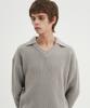 BLOND9 Open Collar V-Neck Knit_Gray