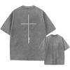 Camiseta Oversize 100% Algodón, Cruz con Escritura Streetwear Vintage Unisex