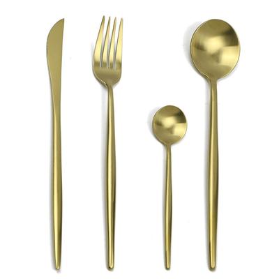 Set di 4 posate dorate in stile occidentale per la cucina, in acciaio inossidabile 304, con coltelli, forchette e cucchiaini, per la tavola di casa e feste.