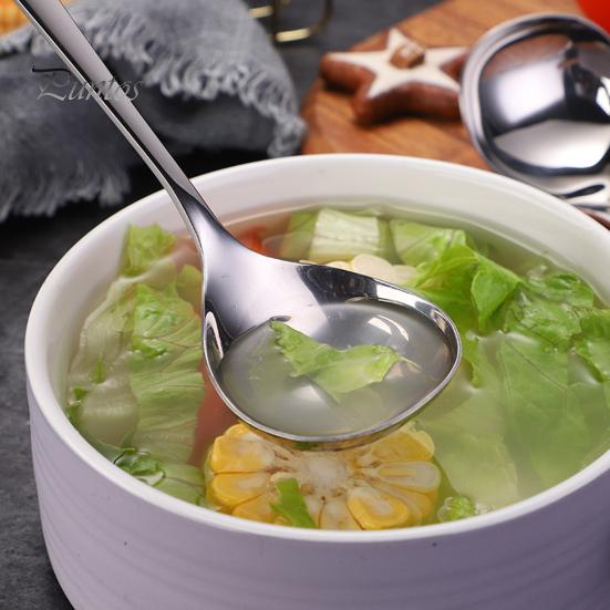 2ks Nerezová sada naběračky na polévku Zahuštěná dlouhá rukojeť Lžíce s kulatým okrajem Lžíce na omáčky vhodné do myčky