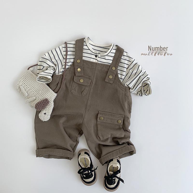 Autumn 2025 Striped Long-Sleeve T-Shirt for Boys and Girls: Trendy Japanese & Korean Style